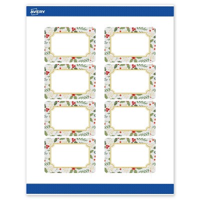 Avery Labels, 2" x 3", Gold-Blue Border Berries, Matte, 80ct