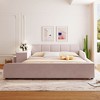 Full/Queen Size Velvet Upholstered Grounded Bed Frame, Mother & Child Platform Bed with Bedside Desk and Little Round Stool - ModernLuxe - 2 of 4