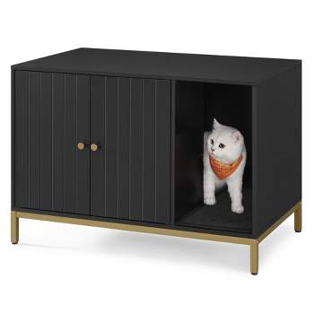 Feandrea Litter Box Enclosure, Modern Furniture with Scratching Mat, Cat House