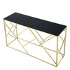 Gulches 55 Inch Modern Glass Console Table Gold Metal Frame Black Tempered Glass 180LBS For Living Room Entryway Bedroom Gold Finish - 3 of 4