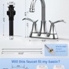 ChicFurnit Bathroom Sink Faucet 2 Handle 360 Degree High Arc Swivel Spout with Pop Up Drain for Vanity Sink, Silver, 14.37"*10.04"*2.6" - 3 of 4