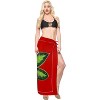 LA LEELA Women's Bikini Skirt Sarong Swimsuit Cover up Summer Wraps Bathing suit Swimwear Beach Wrap Skirts for Women One Size Red, Leaf - 2 of 4