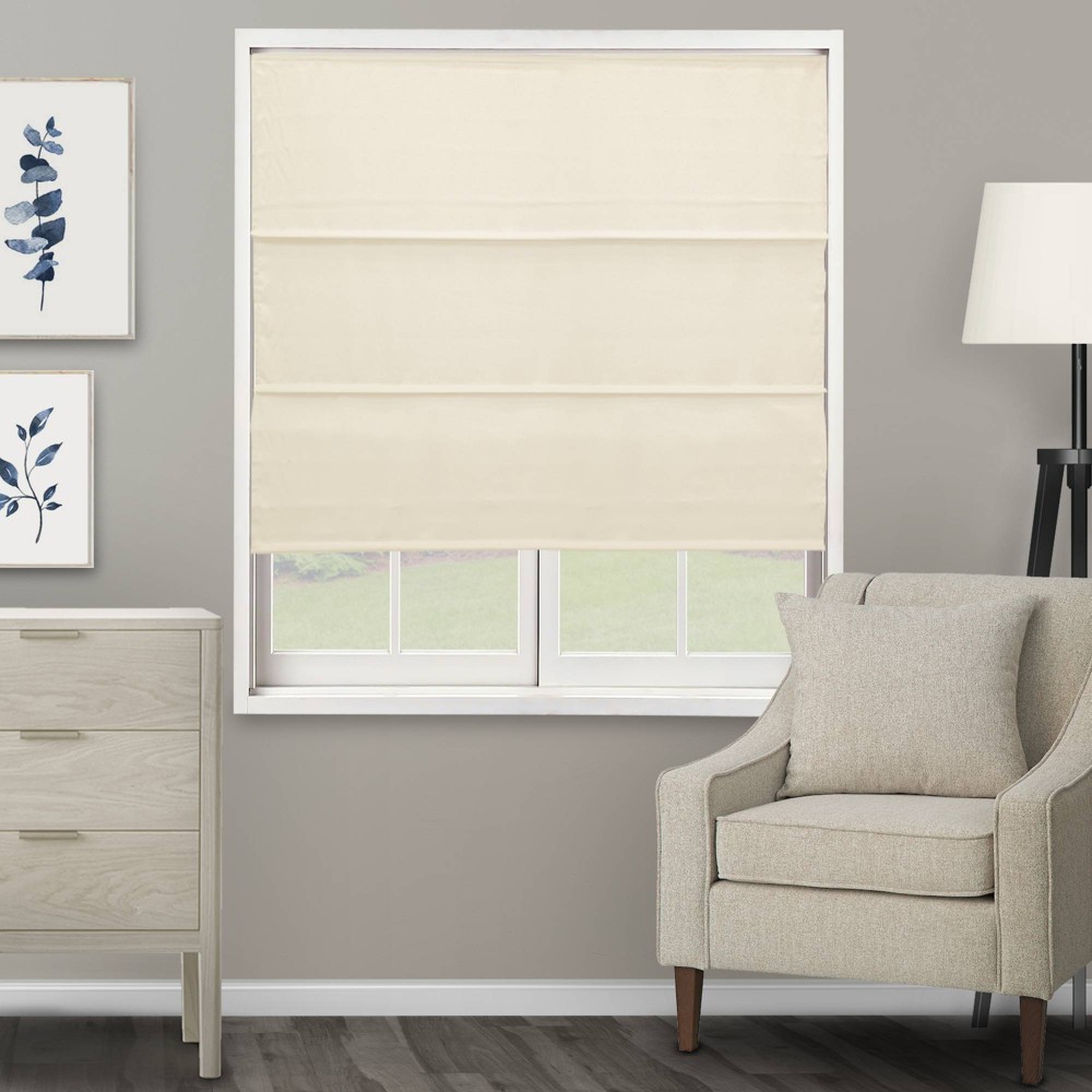 35"x72" Chicology Light Filtering Roman Shade Ridgewood Cream