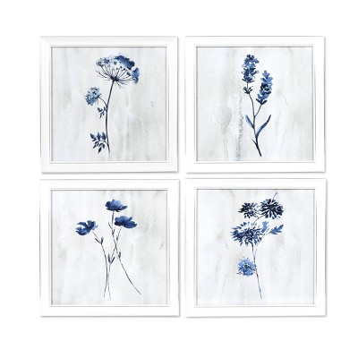 Set of 4 Ava Barrett Flowers Blue - New View