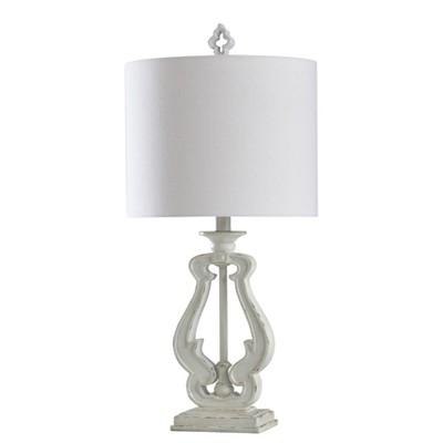 Robert Table Lamp Distressed White - StyleCraft: Polyresin, Linen Shade, Adjustable Head Tilt