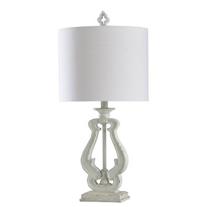 Robert Table Lamp Distressed White - StyleCraft: Polyresin, Linen Shade, Adjustable Head Tilt - 1 of 4