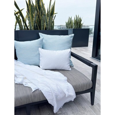 Bay View Blue Woven Acrylic Indoor Outdoor Pillow 16x16