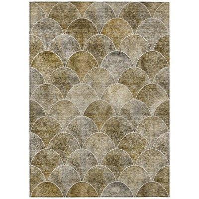 Taupe Beige And Gray Abstract Washable Indoor Outdoor Area Rug