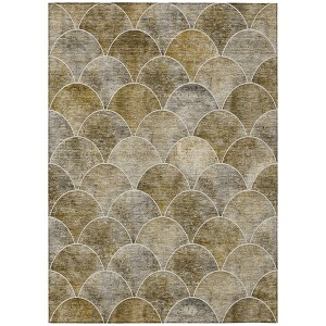 Taupe Beige And Gray Abstract Washable Indoor Outdoor Area Rug - 1 of 4