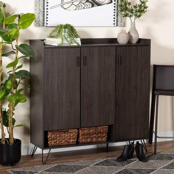 Capet Walnut Narrow Shoe Storage Cabinet with Flip Down Large Capacity up  to 20 Pairs