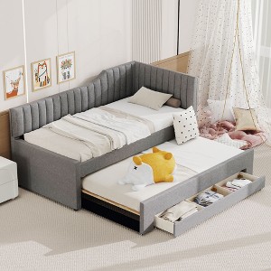 Upholstered Daybed with Trundle and Three Drawers - 1 of 4