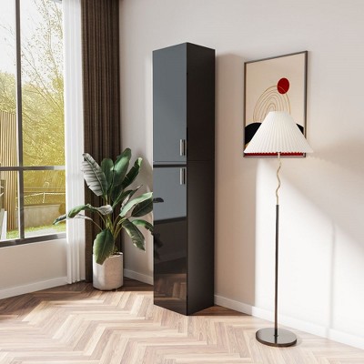 Freestanding Cabinet With Storage Shelves, 2 Doors Modern Storage Cabinet, Sideboard Buffet Storage Chest, For Living Room Hallway
