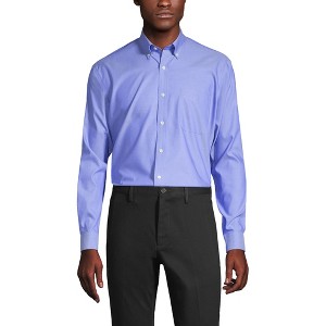 Lands' End School Uniform Men's Tailored Fit No Iron Solid Supima Cotton Pinpoint Buttondown Collar Dress Shirt - 1 of 4