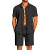 COOFANDY Men's 2 Pieces Cotton Linen Set Short Sleeve Button Down Shirts Summer Beach Shorts Casual Outfits - 2 of 4