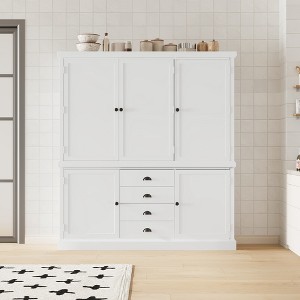 Kitchen Pantry Storage Cabinet Pantry Organizer Cupboard with Drawers, Door Shelves and Adjustable Shelves, White/Gray-ModernLuxe - 1 of 4