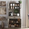 Jojoka Kitchen Pantry Cabinet,71"Freestanding Buffet with Shelves and Glass Doors for Dining Room - 3 of 4