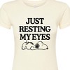 Women's - Peanuts - Resting My Eyes Snoopy Fitted Graphic T-Shirt - 2 of 4