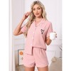INSPIRE CHIC Women's 2 Pcs Heart Print Cute Short Sleeve Button Downs Shirt with Shorts Lounge Pajama Sets - 4 of 4