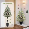 2-Pack 29.5" Flocked Artificial Christmas Trees with Lights and Stakes, Indoor Outdoor Xmas Decor - 3 of 4