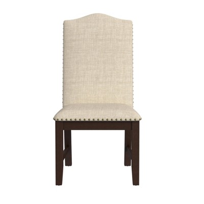 HomePop Set of 2 Scalloped Back Dining Chairs Beige: Upholstered, Plywood Frame, Spot Clean, Polyester