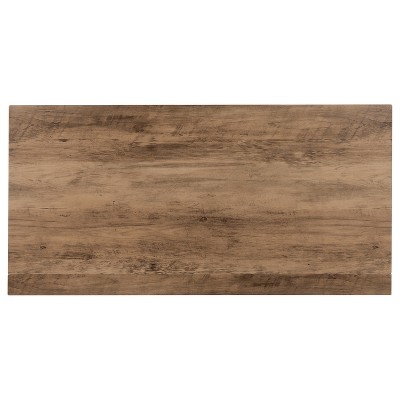 Small Rustic Natural Wood and Black Foldable Desk