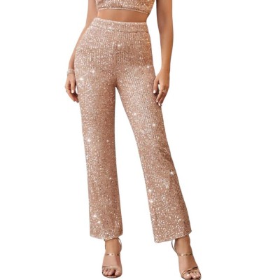 Women's Sequins Straight Leg Pants - Main Strip