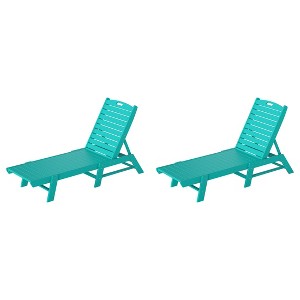 WestinTrends Poly Reclining Outdoor Patio Chaise Lounge Chair Adjustable (Set of 2) - 1 of 4