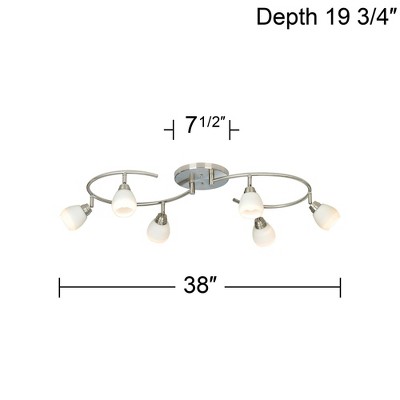 Brushed Nickel 6-Light LED Ceiling Track Fixture with White Glass Shades