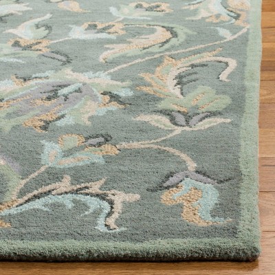 Handmade Gray Floral Wool Runner Rug, 2'3" x 6'