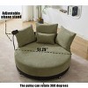 51" Oversized Round Swivel Chair, 2-Seater Lounge with Adjustable Phone Stand, Pillows & Pulley Base for Living Room-3irtyhousy - 3 of 4