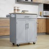 GlasFlength Kitchen Carts and Islands Rolling Kitchen Table Storage Island Mobile Buffet Server Table for Dining Room, Gray, 32.8"*17.8"*36" - 2 of 4