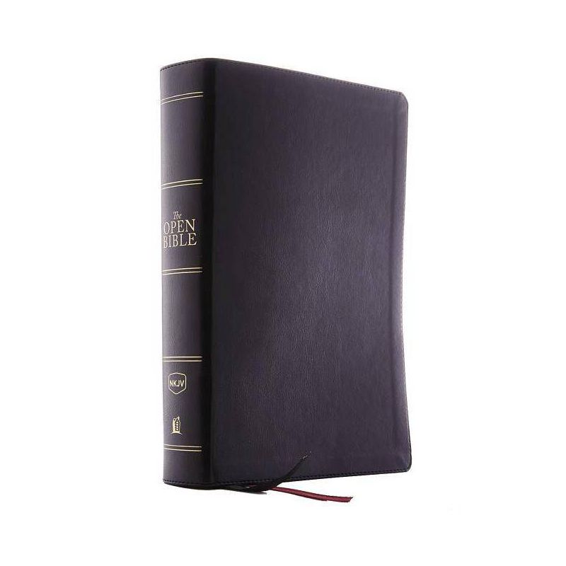 The NKJV, Open Bible, Imitation Leather, Black, Red Letter Edition, Comfort Print - by  Thomas Nelson (Leather Bound), 1 of 2