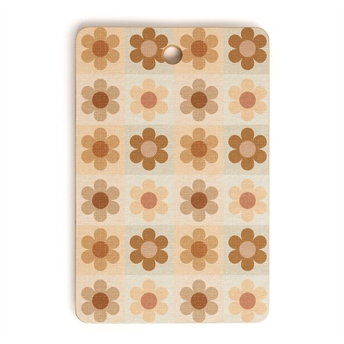 Iveta Abolina Daisy Check Terracotta Medium Rectangle Cutting Board, 16" x 10.5" - Deny Designs - image 1 of 3