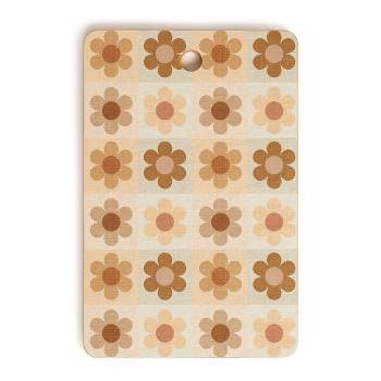 Iveta Abolina Daisy Check Terracotta Medium Rectangle Cutting Board, 16" x 10.5" - Deny Designs