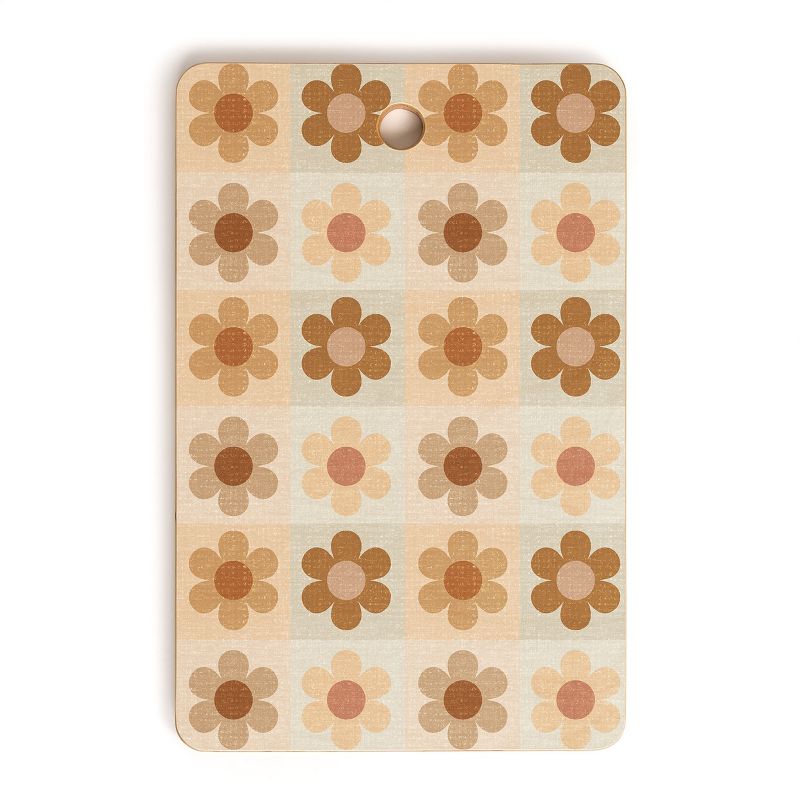 Iveta Abolina Daisy Check Terracotta Medium Rectangle Cutting Board, 16" x 10.5" - Deny Designs, 1 of 4