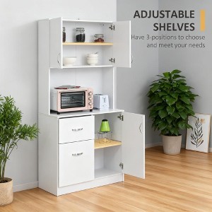 ORRD 2 72" White Pantry Cabinet with 3 Drawers & Adjustable Shelves, Freestanding Kitchen Storage - 1 of 4
