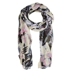 ShineHigh Black Sally Large Floral Print Scarf – Contemporary Lightweight Polyester Scarf with Artistic Multicolor Abstract Flower Design, 37" x 73" - 1 of 1