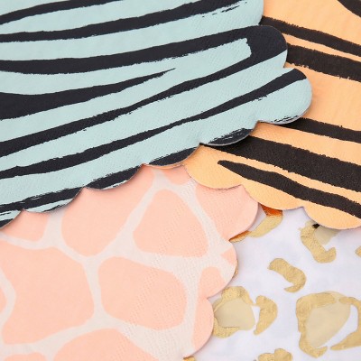 Safari Animal Print Neon and Gold Foil Luncheon Napkins