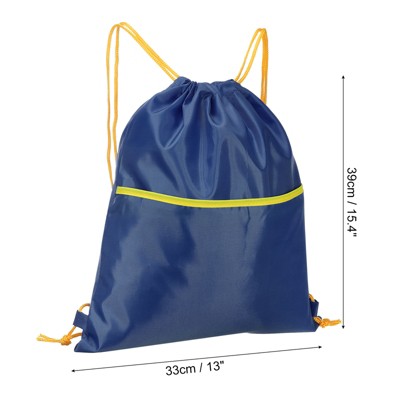 Unique Bargains Waterproof Adjustable Zip Pocket Drawstring Gym Backpack Bag for Women Men Orange — фото 2