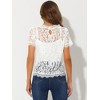 Allegra K Women's Lace Floral Scalloped Trim Short Sleeve Semi Sheer Top - 4 of 4