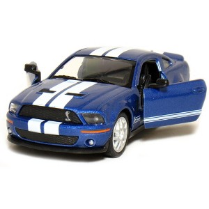 KiNSMART 2007 Ford Shelby GT500 Blue with Racing Stripes 1:38 Scale 5 Inch Die Cast Metal Model Toy Muscle Car - 1 of 4