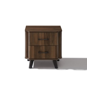 LuxenHome Dark Oak Manufactured Wood 2-Drawer 19.6-Inch Tall End Table and Nightstand Brown - 1 of 4