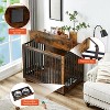 Furniture Dog Crate with Pull-Out Bowls, Wood Dog Kennel End Table with Wheels & Flip-Top, Indoor Pet House for Small to Medium Dogs/Cats - 3 of 4