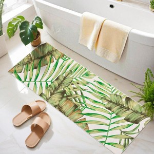 Green Washable Rug for Living Room Tropical Plant Throw Rug - 1 of 4