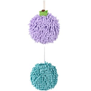 REGALWOVEN 2 Pack Soft Absorbent Chenille Fuzzy Ball Hand Towels for Bathroom Home Decor 6" x 6" - 1 of 4