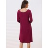 cheibear Womens Casual Round Neck Maternity Long Sleeve Loungewear Dress with Pockets - 3 of 4