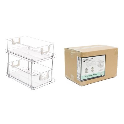J&V TEXTILES 2 Tier Clear Organizer with Dividers for Cabinet/Counter, MultiUse Slide-Out Storage Container - Kitchen, Pantry, Medicine Storage Bins — фото 5
