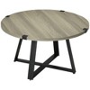 HOMCOM Round Coffee Table, Accent Center Table Steel Legs Living Room Furniture, Wooden Coffee Table, Light Gray - 4 of 4