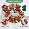 Coucheta 24 Inch Christmas Wreath - with Bow Berries Cones Pine Needles, Christmas Door Wreath for Home Door Wall Party Decor, Red & White - 3 of 4