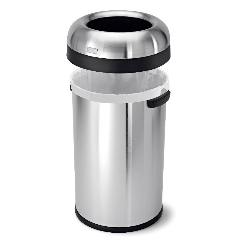simplehuman 80L Bullet Open Trash Can Heavy Gauge Brushed Stainless Steel, 2 of 5